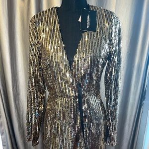 Long sleeve sequin dress